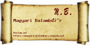 Magyari Balambér névjegykártya